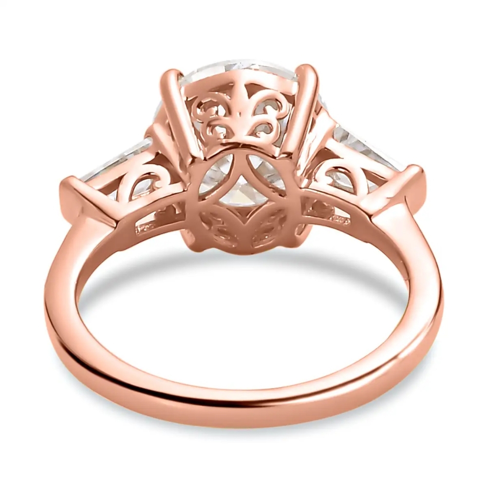 Genuine Moissanite Ring in Vermeil Rose Gold Over Sterling Silver 3.40 ctw - Picture 9 of 10
